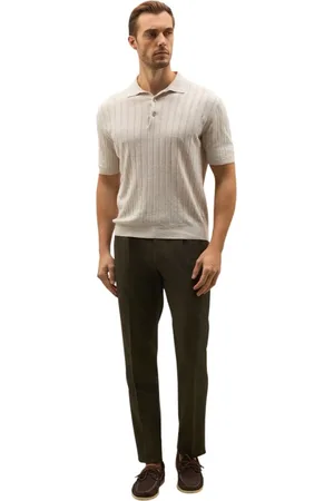 Boglioli Strik, Herre, Hvid, 2XL, Linned, Flat Rib Linen kortærmet Polo