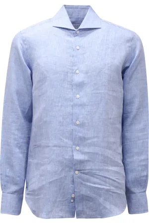 Orian Skjorte, Herre, Blå, S, 4849At Slim FIT hørskjorte
