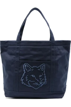 Maison Kitsuné Taske, Herre, Blå, ONE SIZE, Bomuld, Blå Fox Head Tote Taske