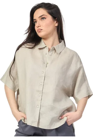 ECOALF Bluser & Skjorter, Dame, Grå, XS, Linned, Grå Linnedskjorte Melania Model
