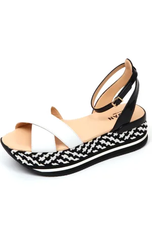 Hogan Sko, Dame, Hvid, 37 1/2 EU, Uld, Krydsede Stropper Sort Sandal Sko