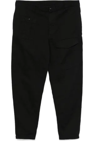 YOHJI YAMAMOTO Bukser, Herre, Sort, L, Sort Frontknap Bæltestropper Lomme