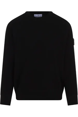 Stone Island Strik, Herre, Sort, M, Bomuld, Sort bomulds sweater med rund hals
