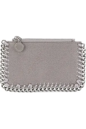Stella McCartney Tilbehør, Dame, Grå, ONE SIZE, Uld, Grøn Falabella Lynlås Pung med Kæde