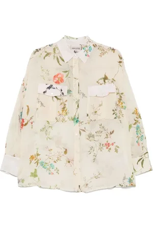 SEMICOUTURE Bluser & Skjorter, Dame, Flerfarvet, M, Hvid Button-Up Skjorte Klassisk Stil