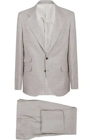 Brunello Cucinelli Jakkesæt, Herre, Grå, 2XL, Linned, Elegant Linen Blend Suit Nude Neutrals