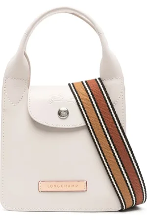 Longchamp Taske, Dame, , ONE SIZE, Uld, Ecru kalveskinds foldover skuldertaske