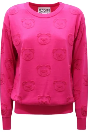 Moschino Strik, Dame, Lyserød, XS, Uld, Fuchsia Uld Sweater Couture Stil