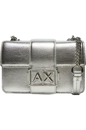 Armani Exchange Taske, Dame, Grå, ONE SIZE, Uld, Sølv Skuldertaske med Kæderem