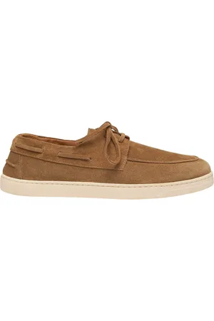 Elia Maurizi Sko, Herre, Brun, 44 EU, Suede, Håndlavet Suede Bådsko i Karamelbrun