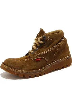 Kickers Sko, Dame, Grøn, 35 EU, Vintage sennep slip-on sneaker sko