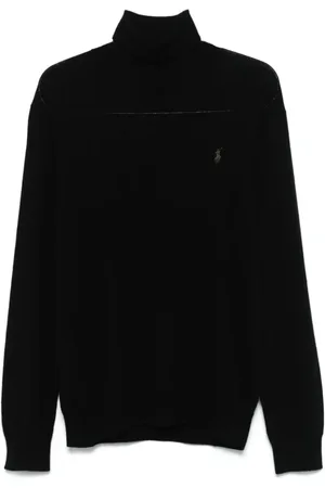 Ralph Lauren Strik, Herre, Sort, XL, Uld, Klassisk Sort Strik Langærmet Pullover