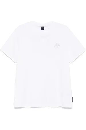Moose Knuckles Top, Herre, Hvid, S, Hvid Logo Print Crew Neck T-shirt
