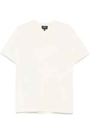 A.P.C. Top, Herre, Hvid, XL, Broderet Logo Crew Neck T-shirt