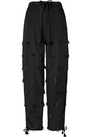 Tory Burch Bukser, Dame, Sort, S, Bomuld, Sorte frynsebukser