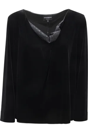Emporio Armani Bluser & Skjorter, Dame, Sort, L, Velvet Skjorte Made in Italy