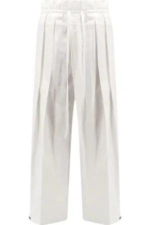Jil Sander Bukser, Dame, Hvid, M, Bomuld, Hvide elastiske talje bukser