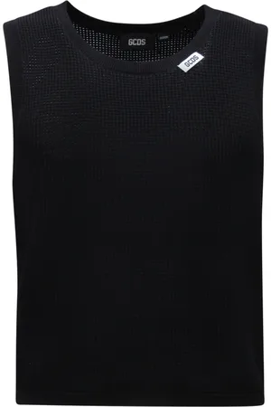 GCDS Top, Herre, Sort, S, Åben Strik Tank Top i Sort