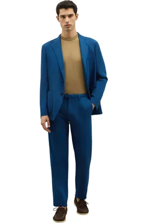 Boglioli Jakkesæt, Herre, Blå, XL, Bomuld, Bomuld Linned satin Dover Suit