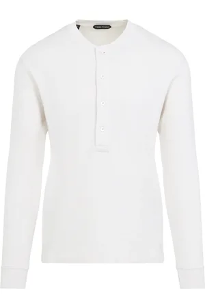 Tom Ford Top, Herre, Hvid, XL, Bomuld, Henley T-Shirt