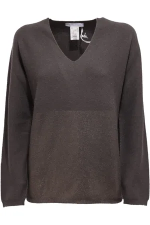 Fabiana Filippi Strik, Dame, Grå, M, Uld, Uld/Kashmir Grå Sweater Made in Italy