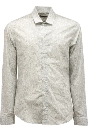Patrizia Pepe Skjorte, Herre, Grøn, M, Grøn Bølgeblad Slim Fit Skjorte