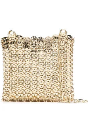 Paco rabanne Taske, Dame, Gul, ONE SIZE, Uld, Guld Skuldertaske med Diske