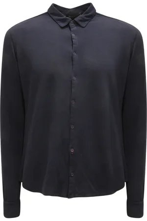 KANGRA CASHMERE Skjorte, Herre, Blå, S, Slim Polo Shirt Made in Italy