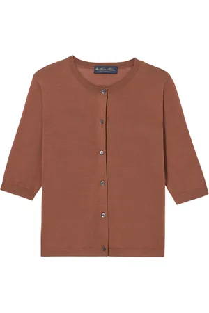 Brooks Brothers Strik, Dame, Brun, XS, Bomuld, Silkeblandingscardigan