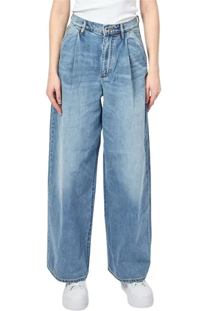 Armani Exchange Jeans, Dame, Blå, W25, Bomuld, Blå Brede Ben Jeans