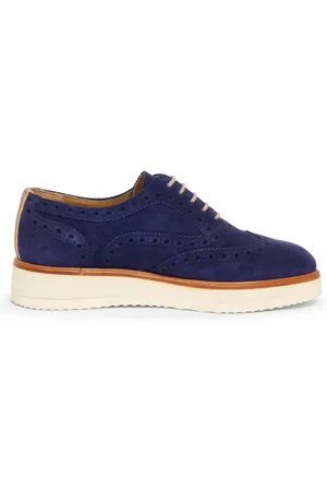 La Martina Sko, Dame, Blå, 36 EU, Suede, Suede Snøresko Made in Italy