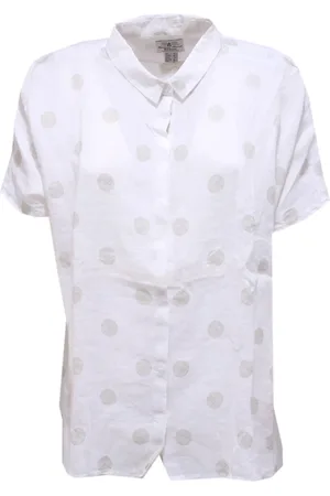 Barbour Bluser & Skjorter, Dame, Hvid, M, Linned, Hvid Linned Kortærmet Polka Dot Skjorte