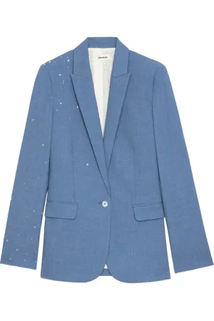 Zadig & Voltaire Jakke, Dame, Blå, L, Uld, Stilfuldt Sako Mode Tilbehør