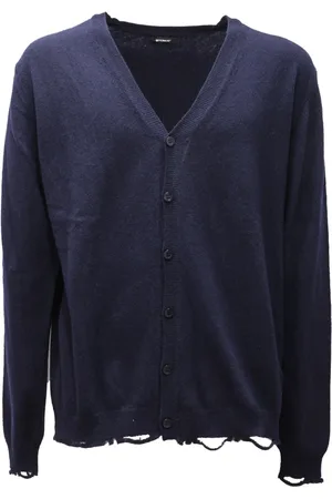 OFFICINA 36 Strik, Herre, Blå, 2XL, Uld, Uld Cardigan Sweater Lavet i Italien