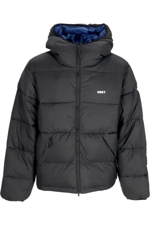 Obey Jakke, Herre, Sort, L, Uld, Sort Puffer Dunjakke med Høj Krave