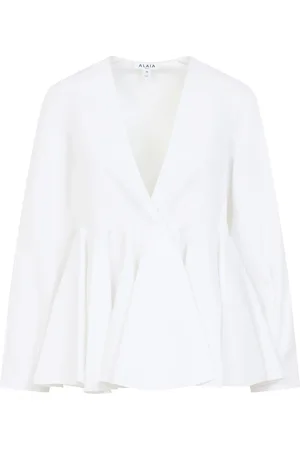 Alaïa Bluser & Skjorter, Dame, Hvid, XS, Bomuld, Hvid Bomuldsskjorte Stilfuld Lagdeling