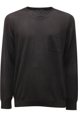 Mauro Grifoni Sweathshirts & Hoodies, Herre, Sort, XL, Uld, Italiensk uldsweater med lomme