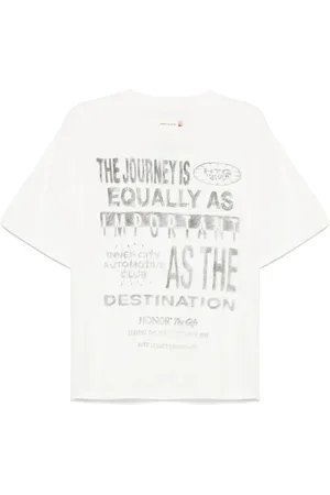 HONOR THE GIFT Top, Herre, Hvid, XL, Hvid Slogan Print Crew Neck T-shirt