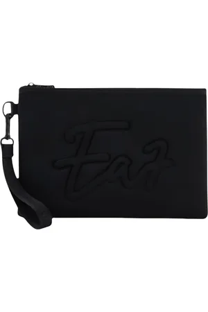 Emporio Armani Taske, Dame, Sort, ONE SIZE, Polyester, Sort Pochette med Lynlås og Logo