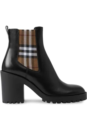 Burberry Sko, Dame, Sort, 41 EU, Læder, Tjekpanel Ankelstøvler