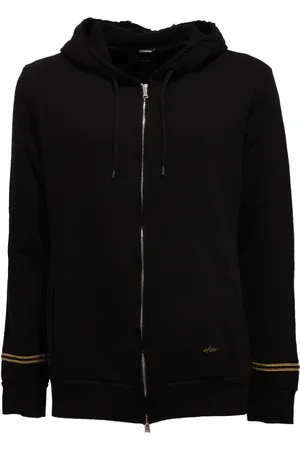 OFFICINA 36 Sweathshirts & Hoodies, Herre, Sort, L, Bomuld, Fuld lynlås bomuld hættetrøje rå skåret
