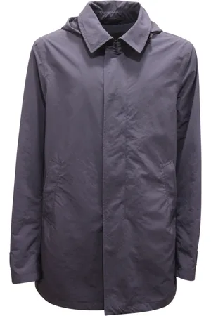 HERNO Jakke, Herre, Blå, 2XL, Uld, Vindtæt jakke med aftagelig hætte