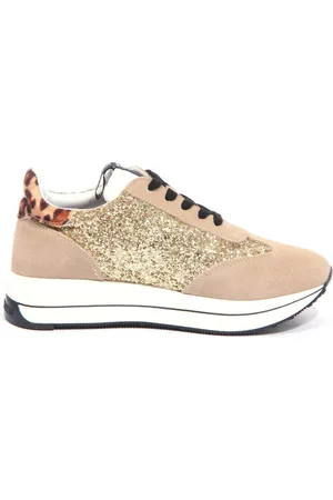 Moschino Sko, Dame, , 37 EU, Uld, Glitter Sneaker i /Guld/Hvid
