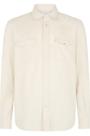 Boglioli Skjorte, Herre, Hvid, M, Baby Corduroy Western Shirt