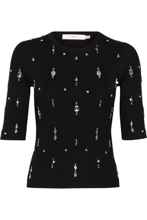 INWEAR Strik, Dame, Sort, XS, Sort Striktop med Perler