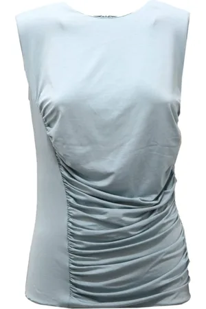 Emporio Armani Top, Dame, Blå, XL, Ærmeløs Grøn Draperet Top