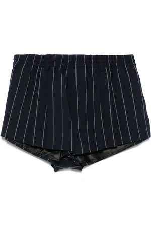 Alexander Wang Shorts, Dame, Blå, M, Uld, Mørkeblå Stribet Elastisk Talje Bukser