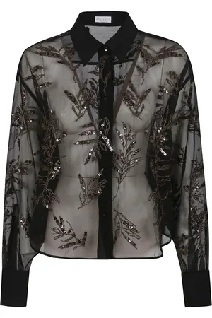 Brunello Cucinelli Bluser & Skjorter, Dame, Sort, XS, Elegant Sort Silkeskjorte