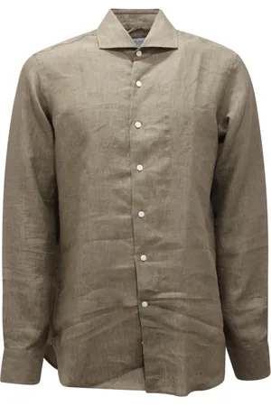Orian Skjorte, Herre, Grøn, L, 4784At skjorte Slim FIT i hør