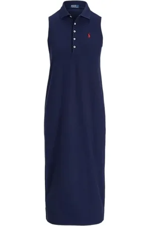 Ralph Lauren Kjole, Dame, Blå, M, Elegant Kjole til Kvinder